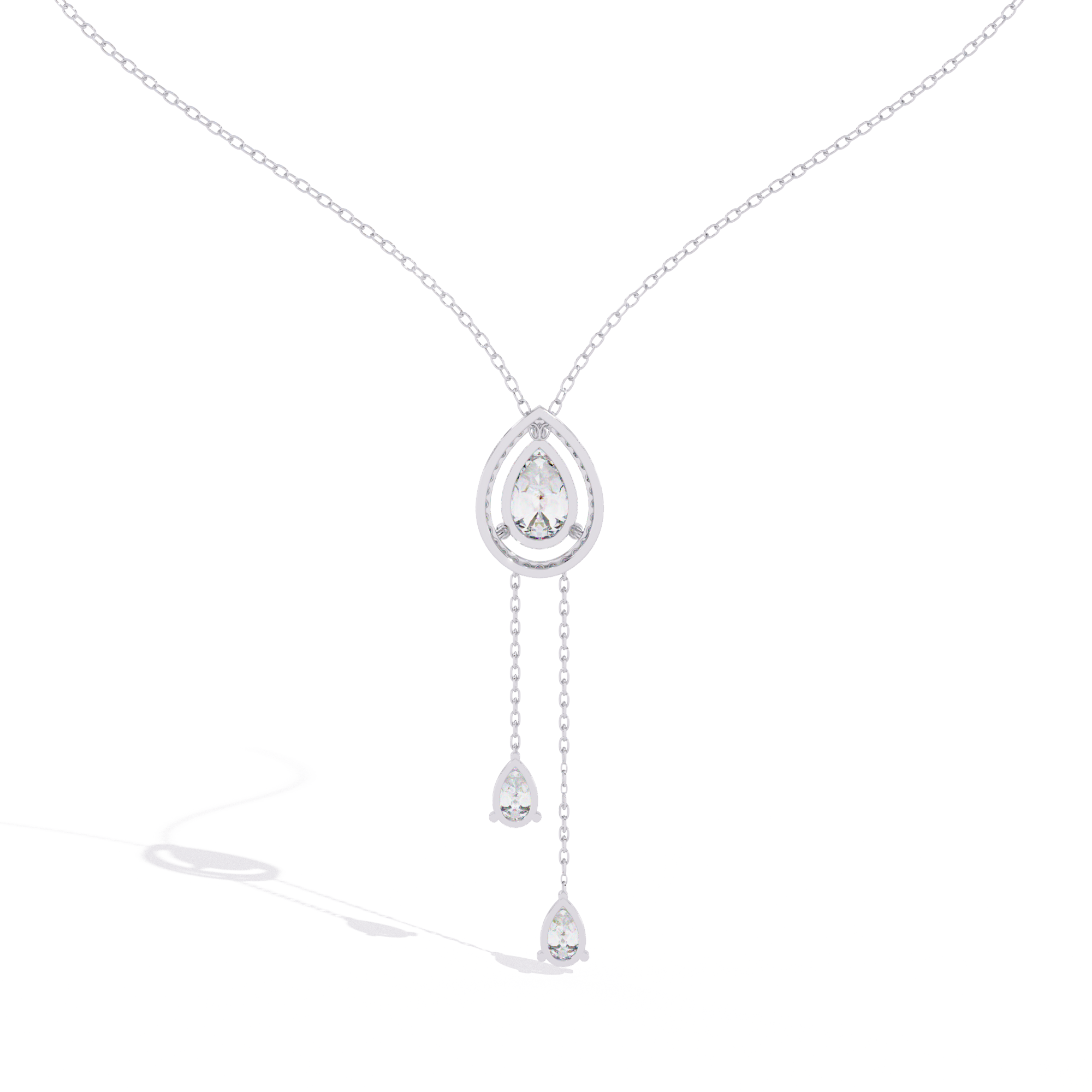 Solitairekart 1.81ct Double Drop Natural Diamond Pendant Necklace-H Color, VS1 Clarity
